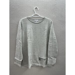 The Tog Shop Womens Sweater Size Large Ivory Striped Long Sleeve Knit